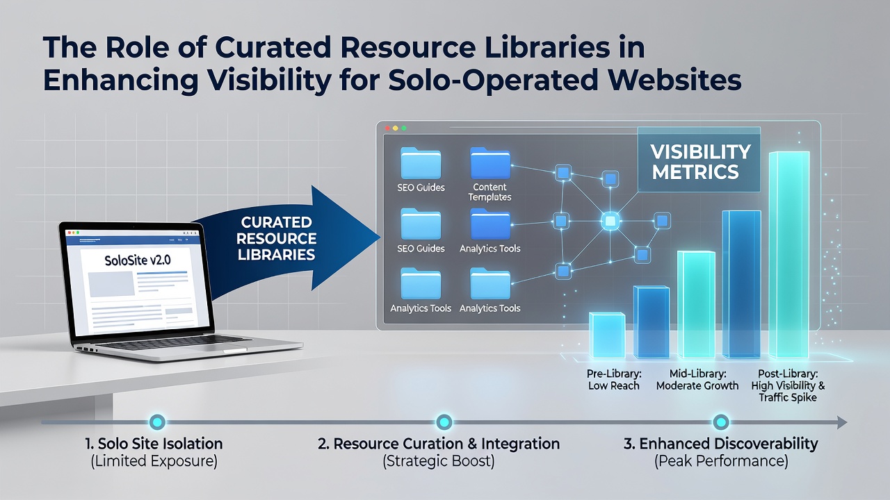 Solo website operator analyzing traffic sources from a curated library dashboard